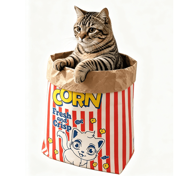 CHJK Crinkle Cat Sack, 29 x 14 Inch Large Foldable Cat Play Bag, Interactive Kraft Paper Hideaway & Tunnel Toy for Cat Pet, Cute Room Decor, D