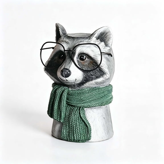 CHJK Cute Resin Animal Head Flower Pot, Mini Desktop Planter With Detachable Glasses and Scarf, Succulent Pot for Home Office Shelf
