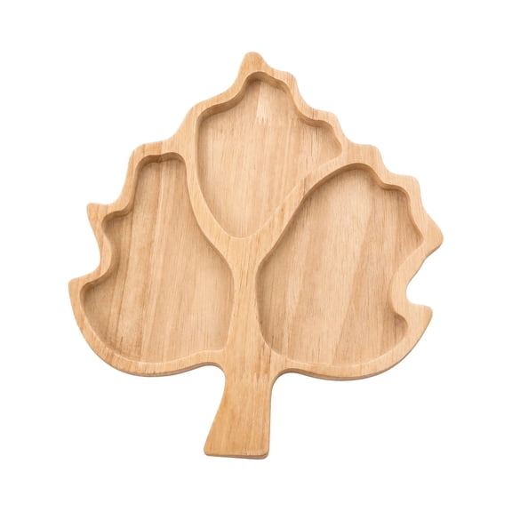 CHJK Figural Leaf Acacia Wood Serving Platter, 9.8" x 8.3" Storage Decorative Ornament for Living Room Coffee Table Dinner Fruit Dessert Snack