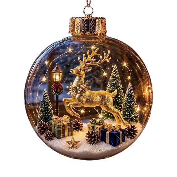CHJK Glowing Christmas Story Ornament, Light-Up Mini Holiday Scene with Warm LED Light, Festive Keepsake Gift for Home Christmas Party Decoration, #1