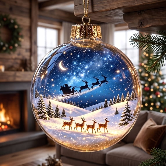 CHJK Glowing Christmas Story Ornament, Light-Up Mini Holiday Scene with Warm LED Light, Festive Keepsake Gift for Home Christmas Party Decoration