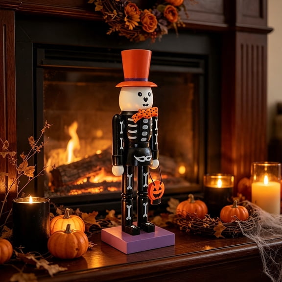 CHJK Halloween Wooden Nutcracker Tabletop Decoration,10Inch Handpainted Collectible Figures for Table Centerpiece Mantel Halloween Decorations