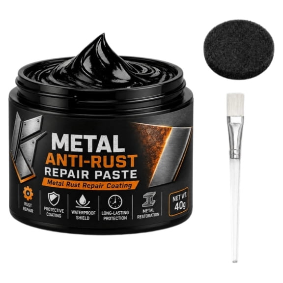 CHJK Metal Rust Protection Black Repair Paste, Black Oxide Coating Kit, Quick-Drying & Long-Lasting Rust Prevention Coating for Rusty Vehicles, Fences, Tools, Railings