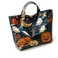 thumbnail image 1 of CHJK Personalized Ghost Print PVC Handbags for Women, Halloween Waterproof Large Capacity Tote Bag for Halloween Party, 1 of 7