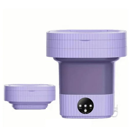 CHKUSY Mini Portable Folding Washing Machine with Blue Light & Drain Basket