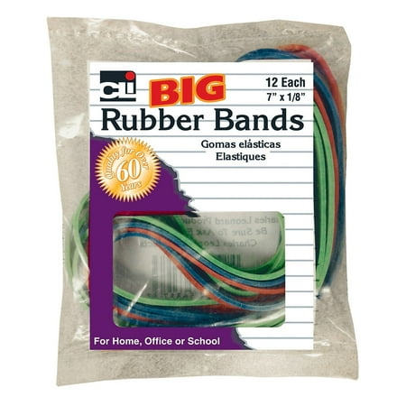 CLN Charles Leonard Big Rubber Bands 7" x 1/8" 12 packs of 12 (CHL56317) CHL56317-12