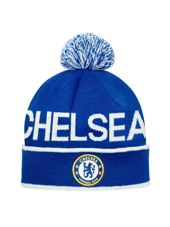 Officially Licensed Chelsea FC Pom Beanie - Premium Soft Knit Winter Hat for Barca Fans, Warm Soccer Fan Gear
