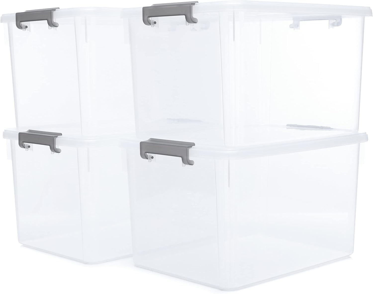 CHLET 32 QT Plastic Storage Bins with Latching Lids Stackable Storage ...