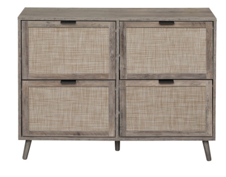 Shoe Rack Rattan Large CHLET Rattan Shoe Cabinet with 4 Flip Drawers, Narrow Hidden Shoe Rack ...