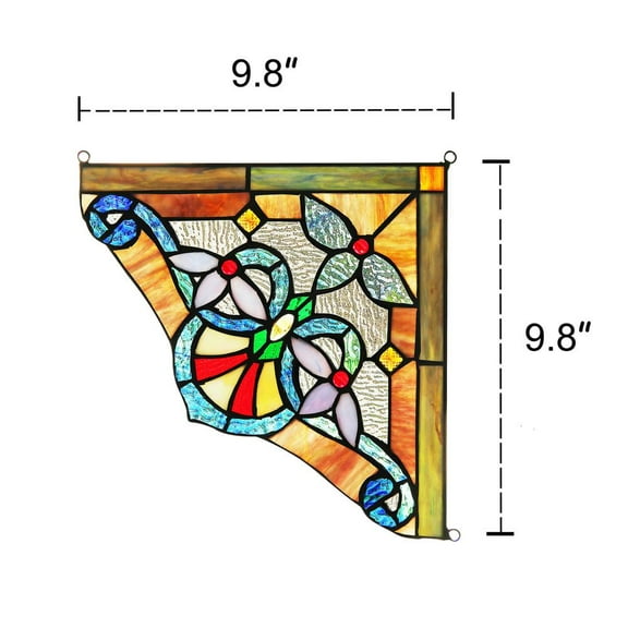 CHLOE Anelisa Victorian Tiffany-glass Window Panel 10" Wide
