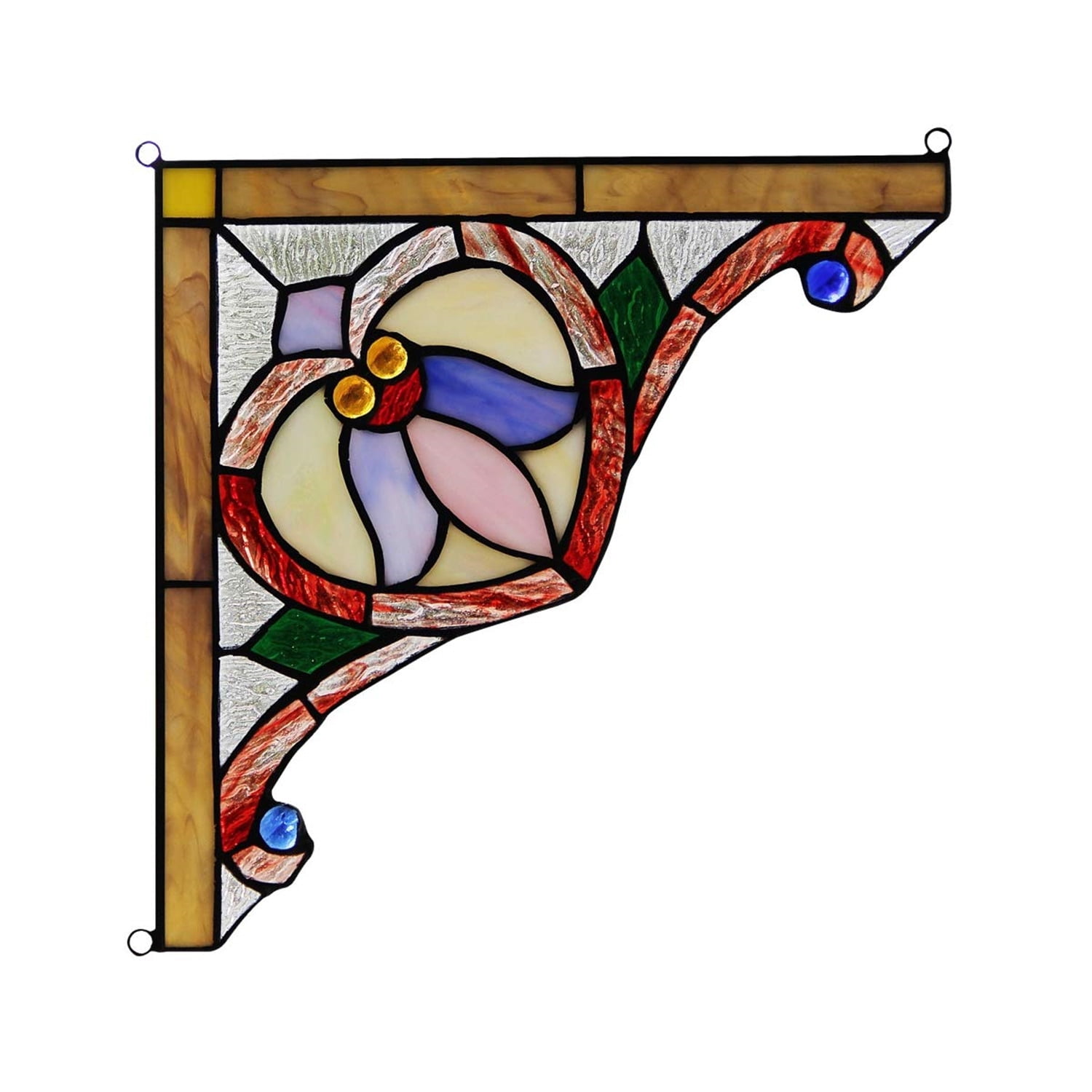 Aristella Victorian Tiffany-Glass Multicolor Window Panel 10" Wide