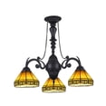 thumbnail image 1 of CHLOE Aston Tiffany Mission Stained Glass Mini Chandelier 20.5" Overall Width, 1 of 5