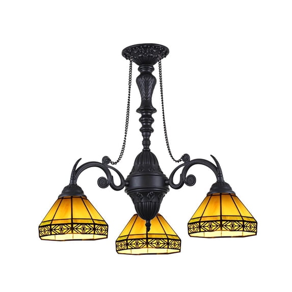 CHLOE Aston Tiffany Mission Stained Glass Mini Chandelier 20.5" Overall Width