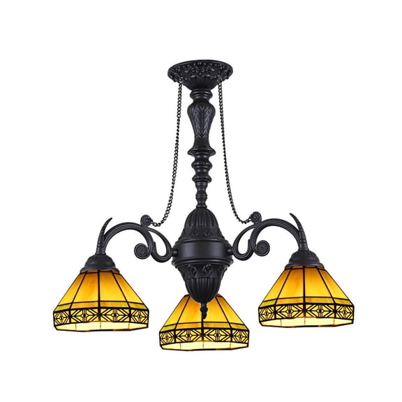 CHLOE Aston Tiffany Mission Stained Glass Mini Chandelier 20.5" Overall Width