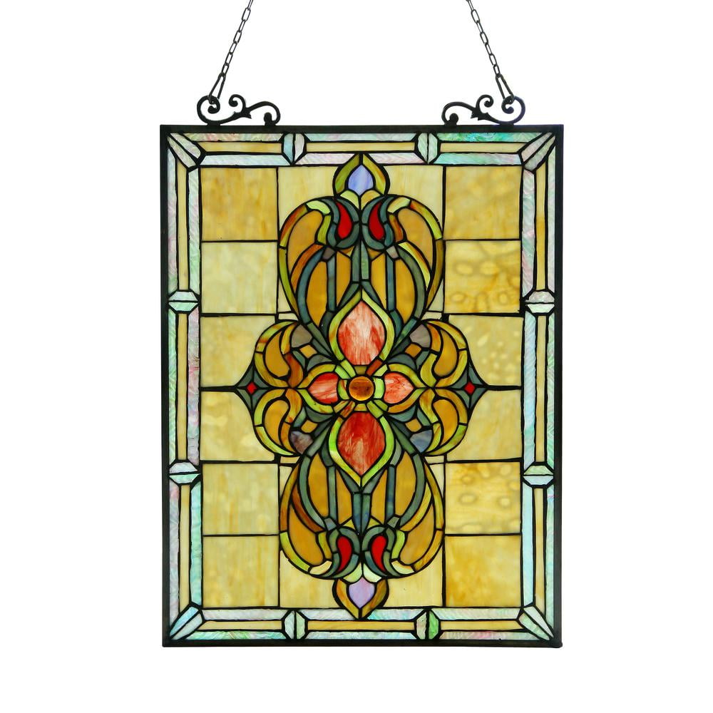 CHLOE Avalon Tiffany-glass Victorian Window Panel 18x25