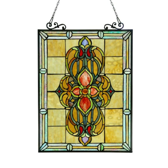 CHLOE Avalon Tiffany-glass Victorian Window Panel 18x25