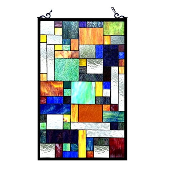 CHLOE Avant-Garde Tiffany-glass Rectangle Window Panel 20x32