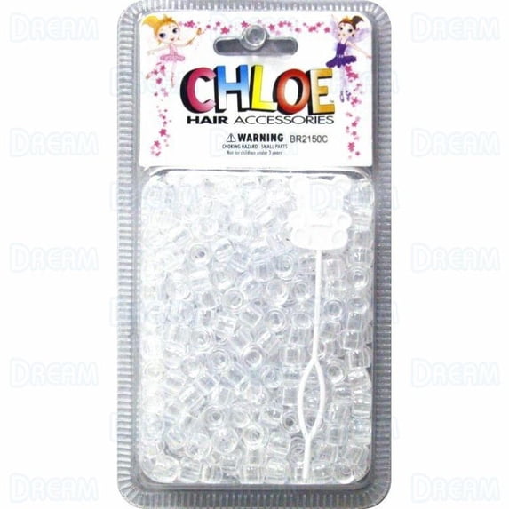 Dream World Clear Hair Beads – 50-Pack Premium Hair Accessories for Styling & Crafting