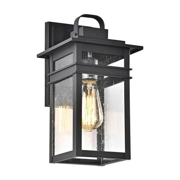 CHLOE Brian Transitional 1 Light Textured Black Outdoor Wall Sconce 13" Height