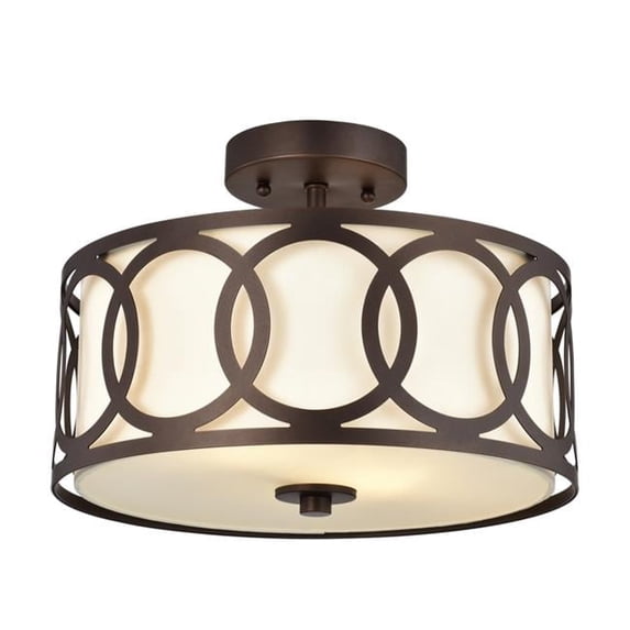 CHLOE Bronx 2 Light Oil Rubbed Bronze Semi-Flush Ceiling Fixture 13" Wide