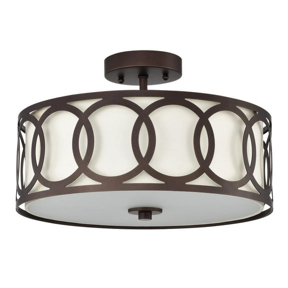 CHLOE Bronx 3 Light Oil Rubbed Bronze Semi-Flush Ceiling Fixture 15" Wide