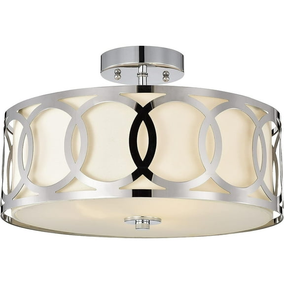 CHLOE Bronx Transitional 3 Light Chrome Semi-Flush Ceiling Fixture 15" Wide