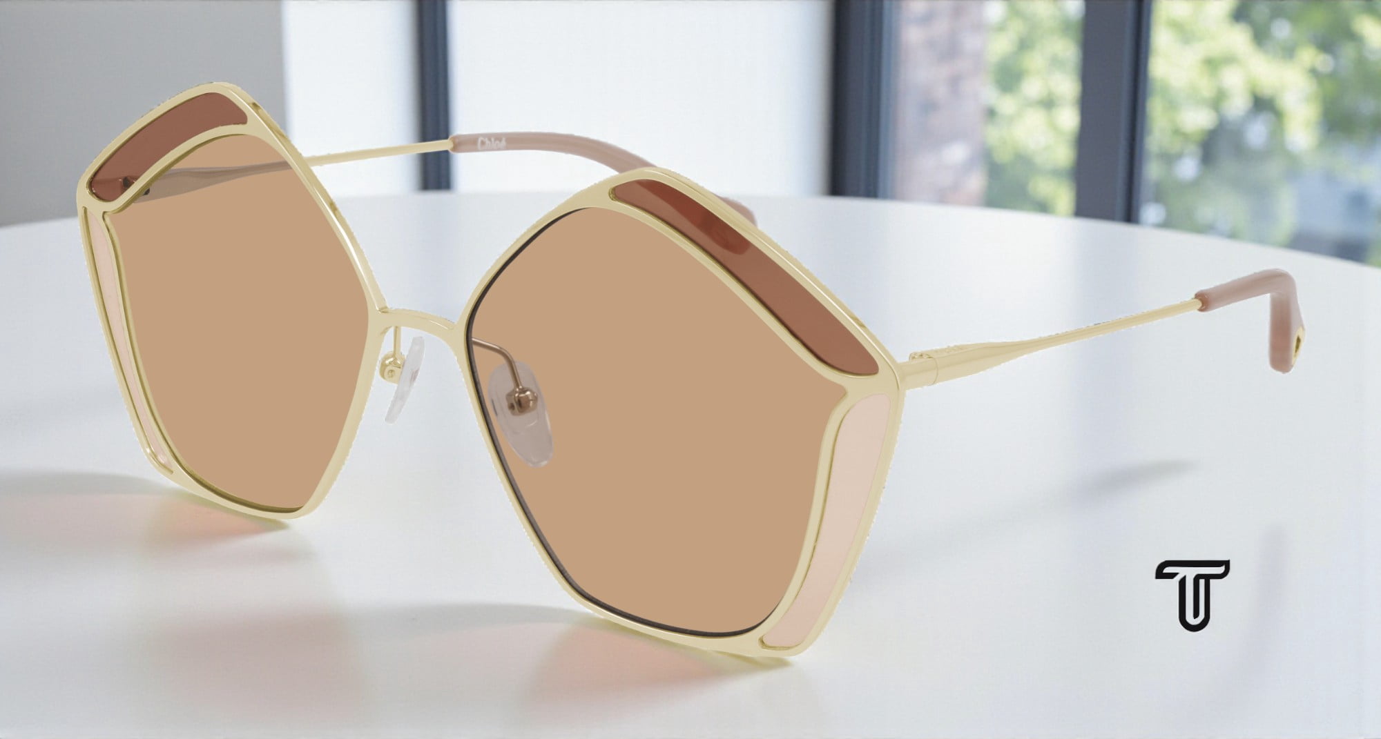 CHLOE CH0026S 003 Round Gold Shiny Pink 59 mm Women display picture 2