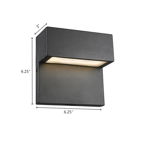 CHLOE Campbell Contemporary LED Light Textured Black Outdoor Wall Sconce 6" Tall