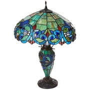 CHLOE Demetra Aurora Tiffany 3 Light Victorian Double Lit Table Lamp 18" Shade