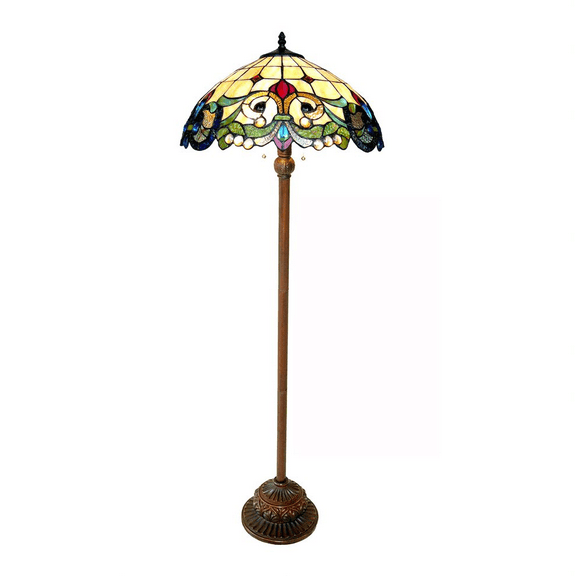 CHLOE Dulce Tiffany-style 2 Light Victorian Floor Lamp 18" Shade