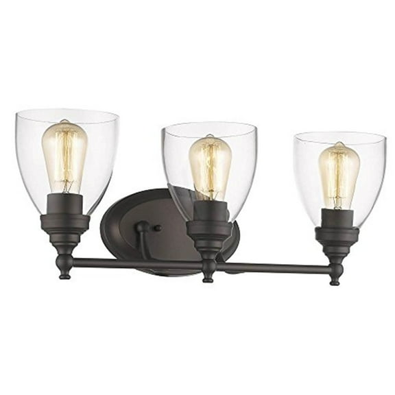 CHLOE Elissa 3 Light Rubbed Bronze Bath Vanity Light Clear Glass 23" Wide