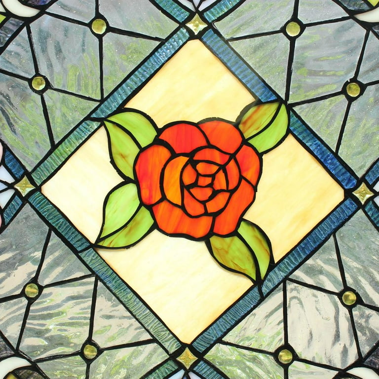 CHLOE Enchanted Tiffany-Style Floral Stained Glass Window Panel 25