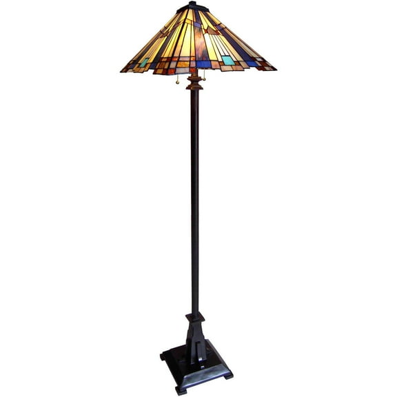 CHLOE Flare Tiffany-style 2 Light Mission Floor Lamp 16" Shade