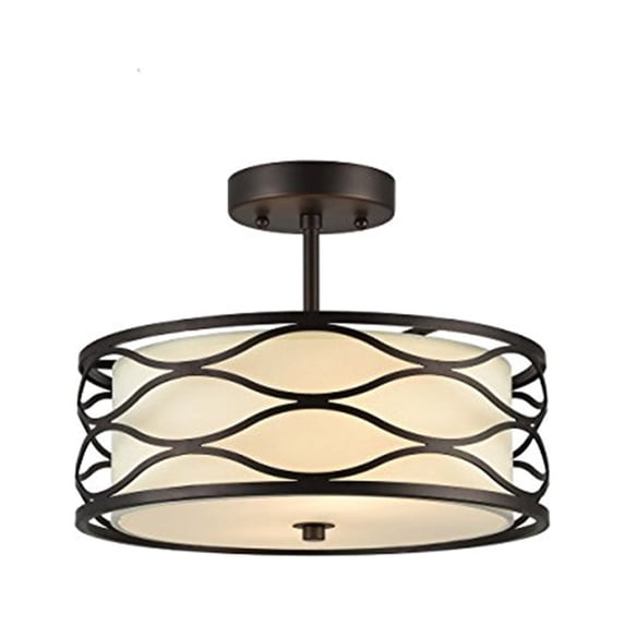 CHLOE Gwen 2 Light Rubbed Bronze Semi-flush Ceiling Fixture 13" Wide