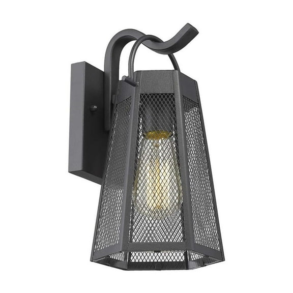 CHLOE Harper Industrial 1 Light Textured Black Outdoor Wall Sconce 12" Tall