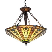 CHLOE Harrison Tiffany-style 3 Light Inverted Ceiling Pendant Fixture 25 Shade