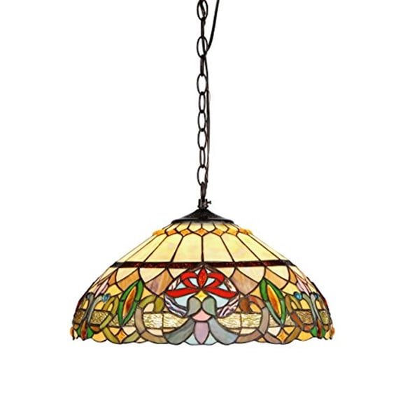 CHLOE Lighting HESTER Tiffany-style 2 Light Victorian Ceiling Pendant Fixture 18" Shade
