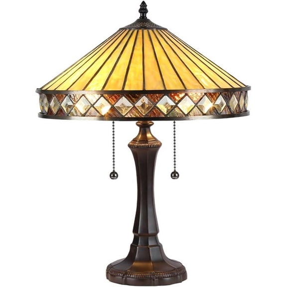 CHLOE Ingrid Tiffany-style 2 Light Mission Table Lamp 16" Shade