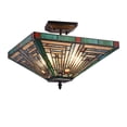 thumbnail image 1 of CHLOE Innes Tiffany Blackish Bronze 2 Light Mission Ceiling Fixture 14" Wide, 1 of 4