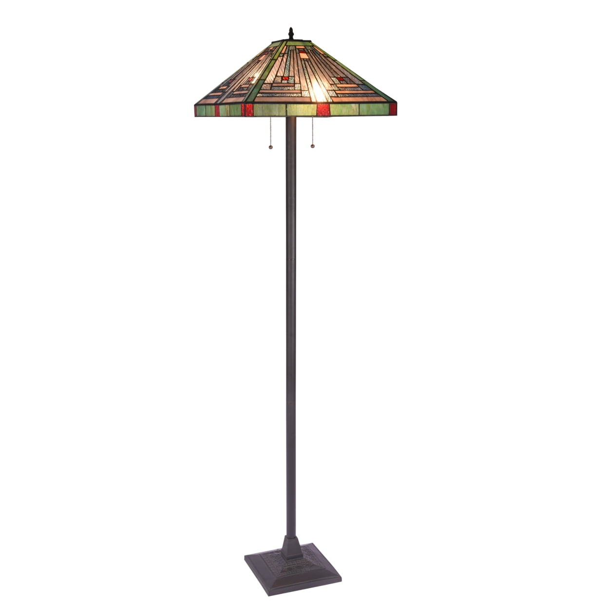 Victorian Stained Glass and Bronze 66" Floor Lamp