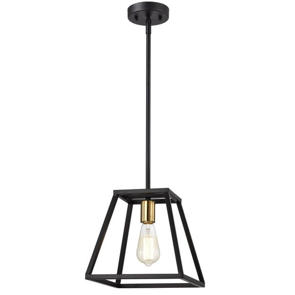 CHLOE Ironclad Industrial 1 Light Black Mini Pendant Ceiling Fixture 10"