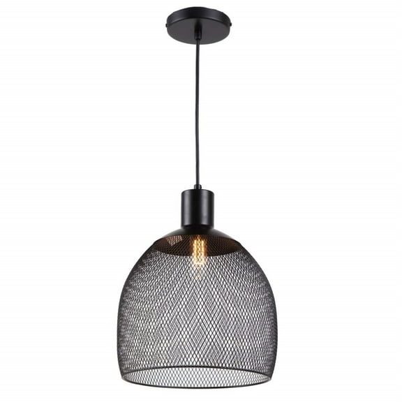 CHLOE Ironclad Industrial 1 Light Textured Black Mini Ceiling Pendant 11.5" Wide
