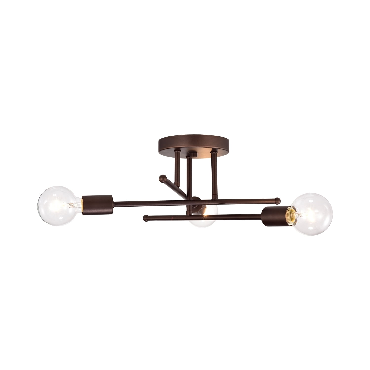 CHLOE Ironclad Industrial 3 Light Bronze Semi-Flush Ceiling Fixture 21"