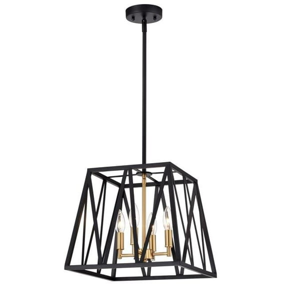 CHLOE Ironclad Industrial 4 Light Black Inverted Pendant Ceiling Fixture 14"