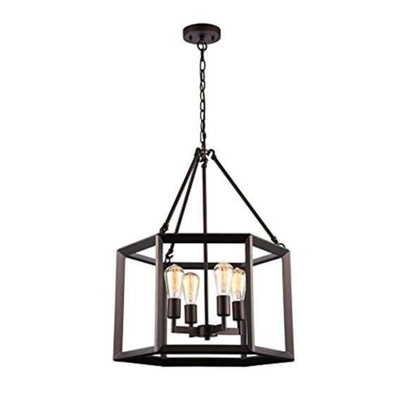 CHLOE Ironclad Industrial-style 4 Light Rubbed Bronze Ceiling Pendant 21" Wide