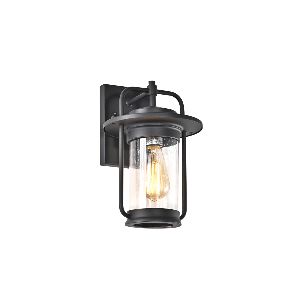 Black Textured Outdoor Wall Sconce with Clear Seedy Glass