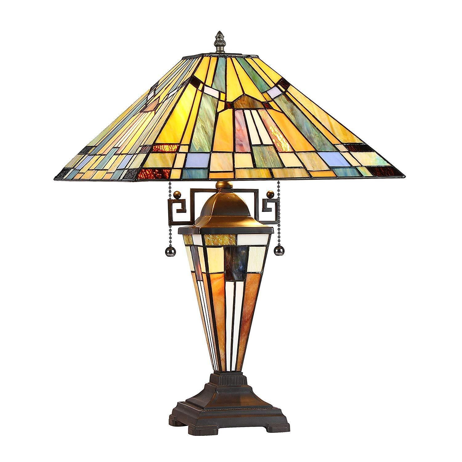 Kinsey Bronze Stained Glass Tiffany-Style Mission Table Lamp