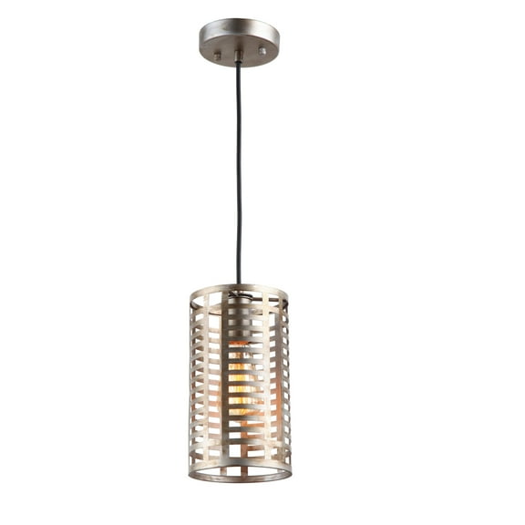 CHLOE Lauren Industrial 1 Light Antique Silver Mini Ceiling Pendant 5.5" Wide