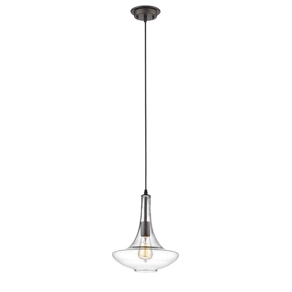CHLOE Leah Transitional 1 Light Rubbed Bronze Ceiling Mini Pendant 10" Wide