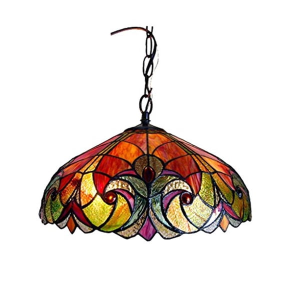 CHLOE Lighting LIAISON Tiffany-style 2 Light Victorian Ceiling Pendent 18"Shade, Multi-colored